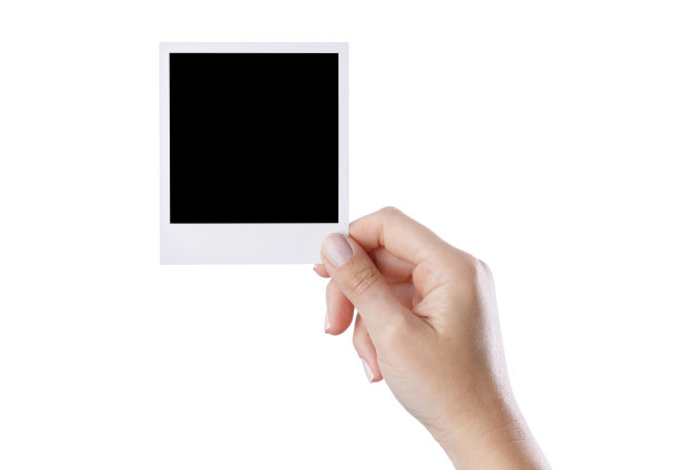 手持空白相框上孤立的白色背景图片下载
