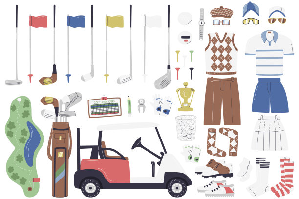 高尔夫俱乐部户外运动盘点大向量集图片下载