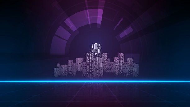 未来抽象夜景。网络与通信网络城市技术概念。图片下载