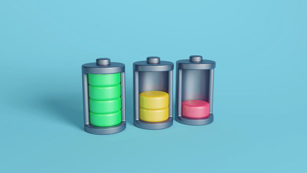 3D电池图标满，中，低电量水平图片下载