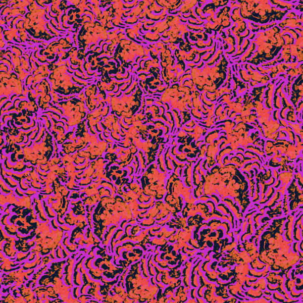 抽象纹理树菇，无缝图案。生物结构的程式化微距照片。色彩缤纷的油漆笔触背景。织物上的垃圾印花图片下载