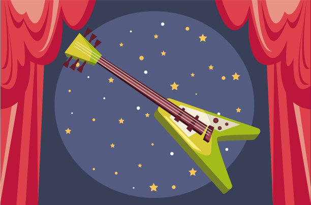 电吉他乐器孤立在白色背景。矢量平面图形设计插图图片下载