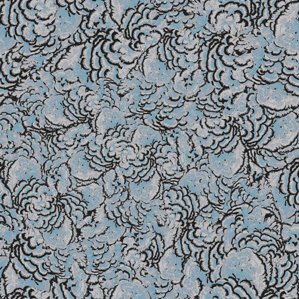 抽象纹理树菇，无缝图案。生物结构的程式化微距照片。色彩缤纷的油漆笔触背景。织物上的垃圾印花图片下载