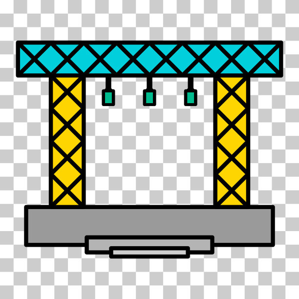 舞台场景建设图标，网站框架讲台标志，展示设计矢量插图图片下载