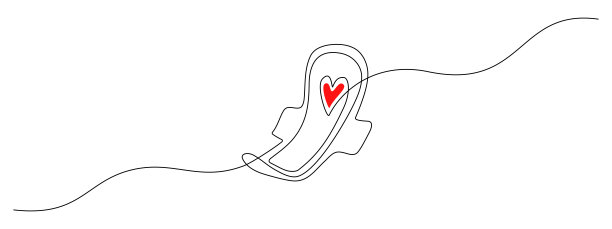 卫生巾、卫生巾连续划线一次。月经周期和月经日历的概念在简单的线性风格。可编辑笔画卫生吸收剂。矢量轮廓图图片下载