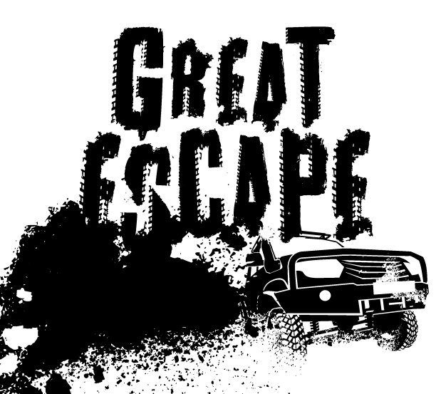 大逃亡。越野手绘垃圾字体。图片下载