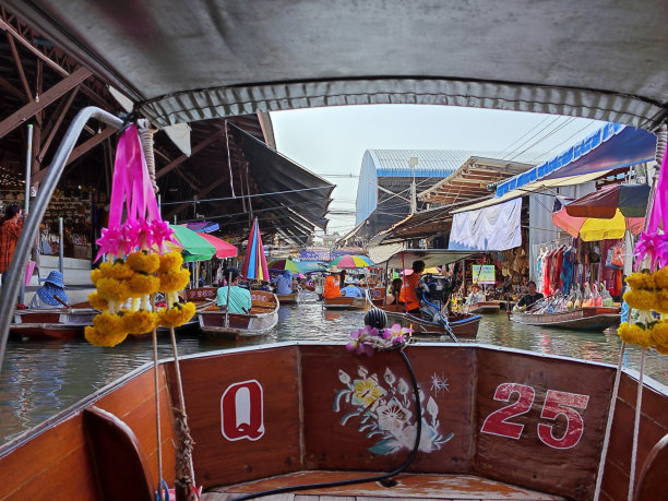 繁华的泰国曼谷水上市场图片下载