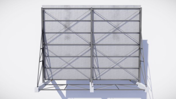 大型停车场屋顶3D模型和插图与设计元素，如金属，建筑。图片下载