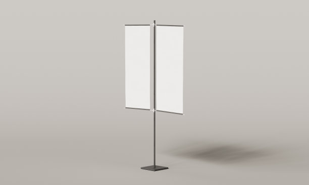 金属站旗帜模拟。三维渲染图片下载