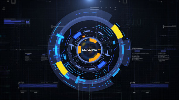 未来HUD UI界面旋转目标监控系统元素。数字技术全息图扫描圆形插图图形图片下载