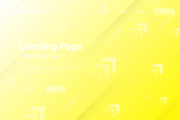登陆页面模板-抽象设计与上升的箭头-时髦的黄色梯度图片下载