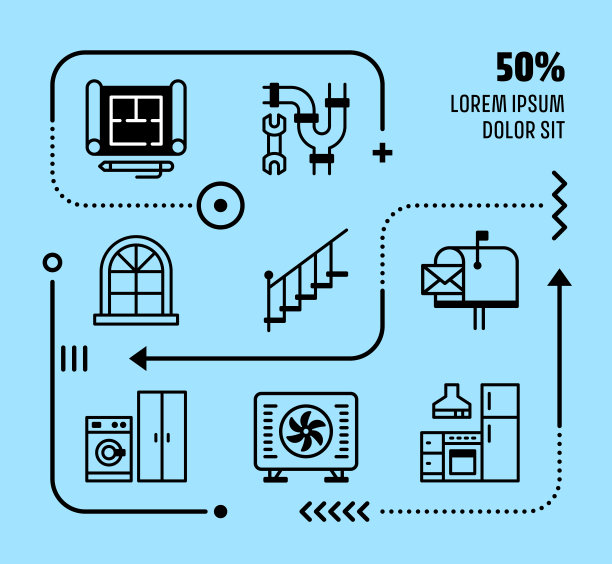 迷你信息图表设计与可编辑的图标为家装图片下载