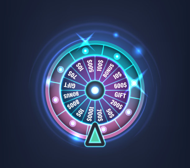 充满活力，霓虹灯转盘财富显示奖励，如现金奖，奖金和礼物，3d矢量图像图片下载