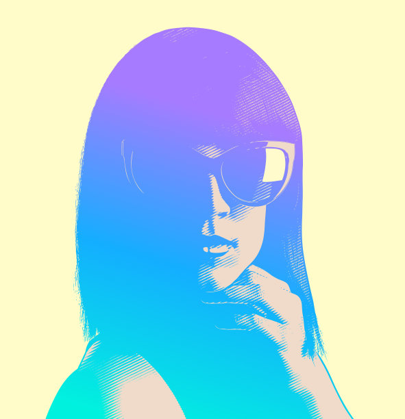 成功的女性影响者的极简主义矢量肖像图片下载