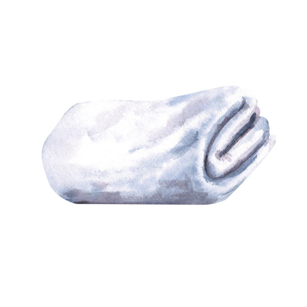 特里毛巾在水彩插图在一个白色的背景。为广告家纺，酒店，游泳池，请柬，SPA，桑拿，芬兰浴，土耳其浴室的毛巾手绘插图。图片下载