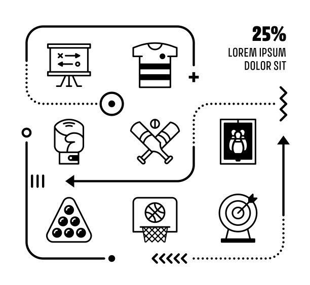 迷你信息图表设计与团队运动的可编辑图标图片下载