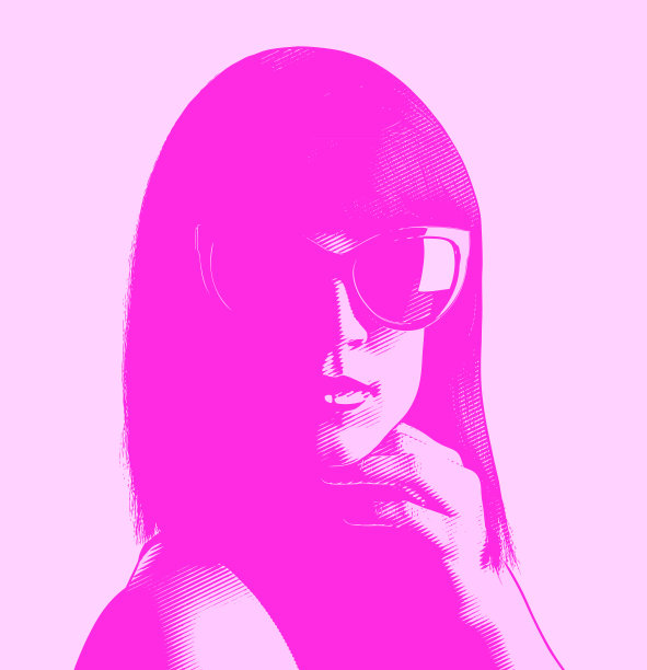 成功的女性影响者的极简主义矢量肖像图片下载