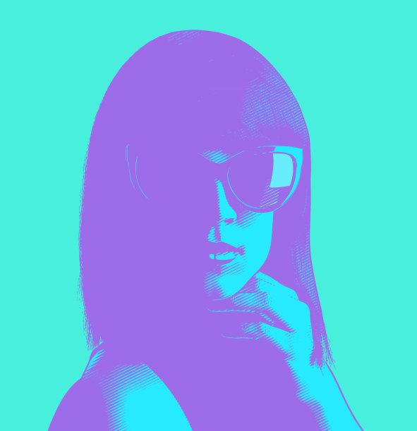 成功的女性影响者的极简主义矢量肖像图片下载