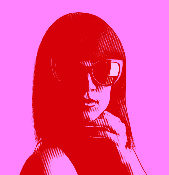 成功的女性影响者的极简主义矢量肖像图片下载