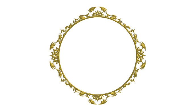 立体装饰圆形框架。中世纪西方镜子风格的装饰。图片下载