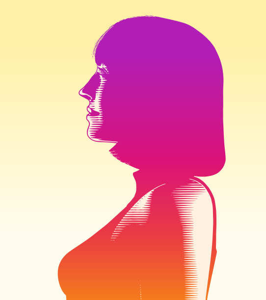 成功的女性影响者的极简主义矢量肖像图片下载