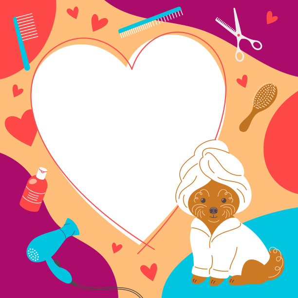 宠物美容沙龙的社交媒体帖子与可爱的狗图片下载