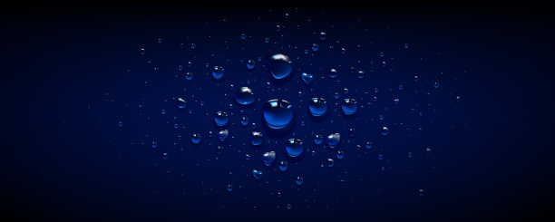 雨飞溅水滴在蓝色的表面背景图片下载