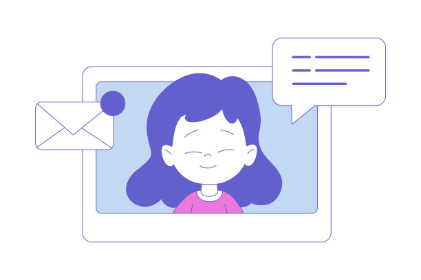 女孩一年级从平板电脑屏幕上看有在线课程矢量插图图片下载