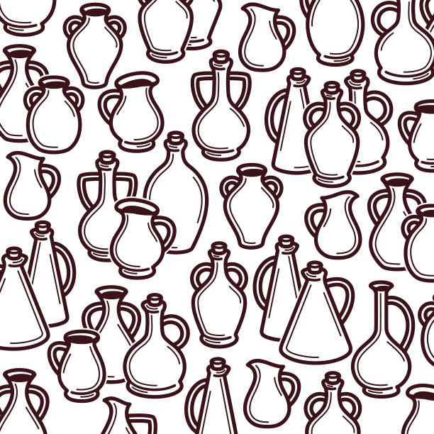 壶的背景，图案设置。收集图标罐。向量图片下载