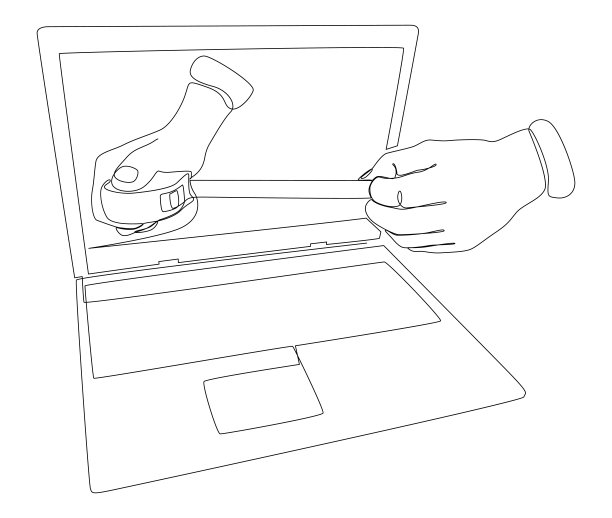 一条连续的笔记本电脑线，用尺子胶带。细线插图矢量概念。轮廓画创意。图片下载