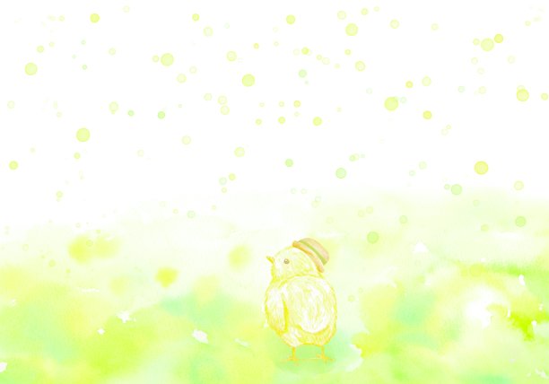 一个可爱的小鸡走在田野的框架。图片下载