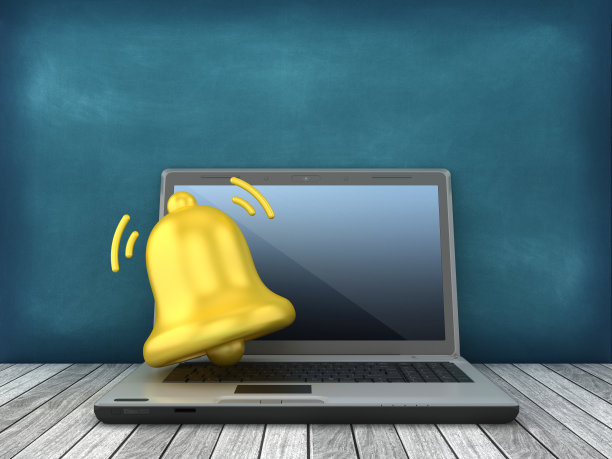 3D通知钟与电脑笔记本电脑图片下载