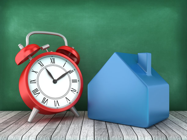 带时钟的3D房屋图片下载