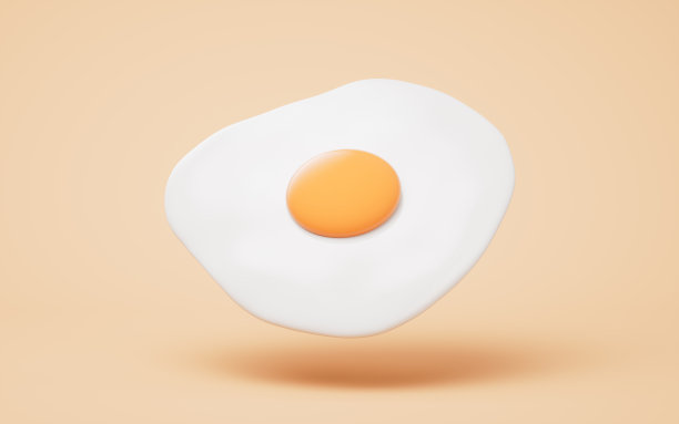 卡通风格的煎蛋，3d渲染。图片下载
