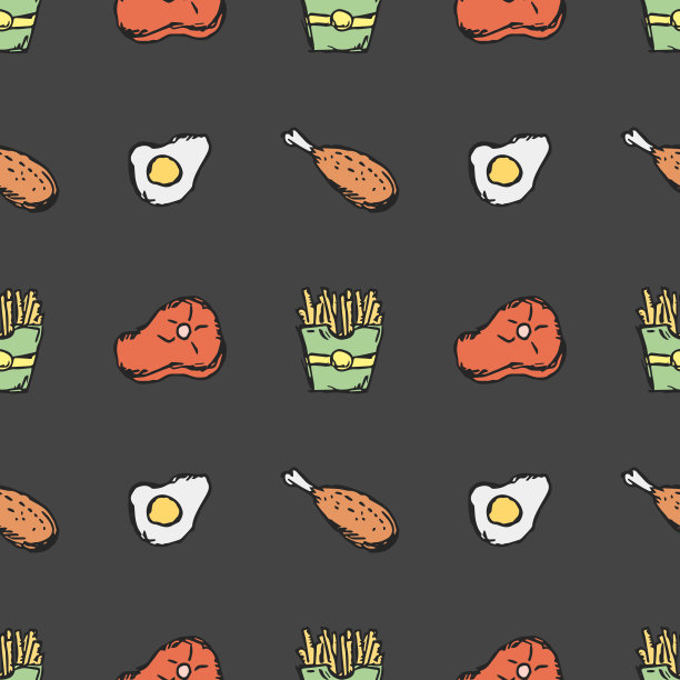 无缝的美国食物模式。用美国食物图标涂鸦插图。快餐背景图片下载