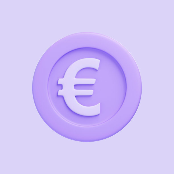 紫色硬币与欧元标志孤立在紫色的背景图片下载