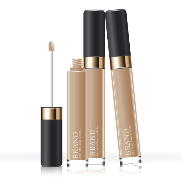 每年销售或节日销售的保湿面部遮瑕膏。黑色和金色遮瑕面膜瓶隔离闪闪发光的颗粒背景。优美的化妆品广告、插画。图片下载