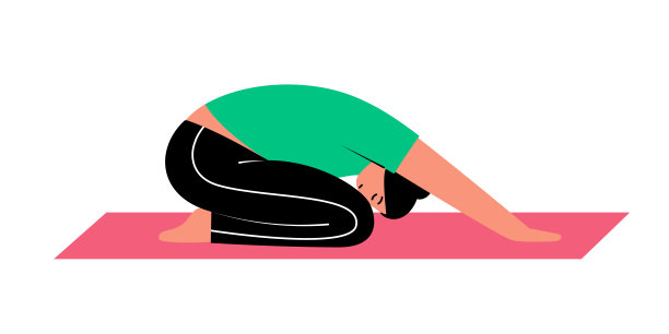 人正在做儿童式的下背部伸展图片下载