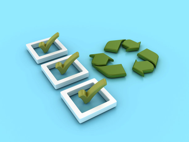 带有回收符号的3D检查表图片下载