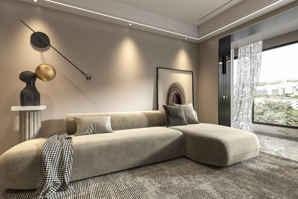 现代客厅和楼梯复式风格的房子设计3d插图渲染3d自由图像图片下载