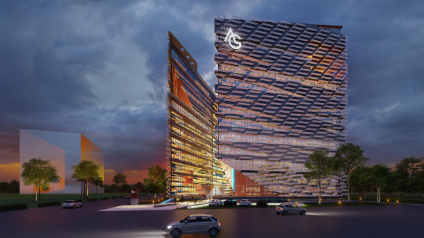 商业之城探索摩天大楼办公商业大厦的企业景观图片下载