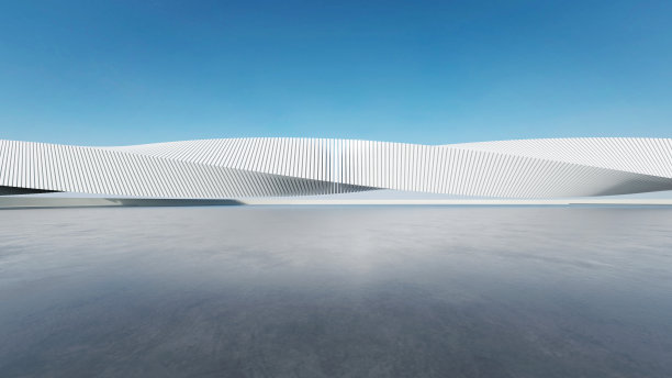 抽象结构的3d渲染与空混凝土地板的未来主义建筑图片下载