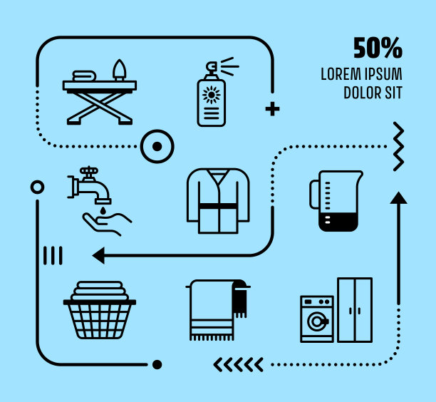 迷你信息图表设计与家务可编辑的图标图片下载