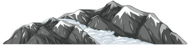 白雪皑皑的山峰和流动的冰川图片下载