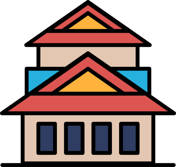 倾斜屋顶的大建筑物图片下载