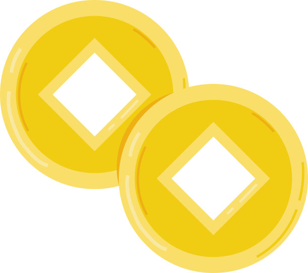 中国新年节日金币插图图形元素艺术卡图片下载