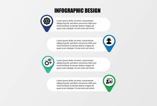 信息图设计模板流程图表示业务模型连续步骤的概念。柔和的图形元素。图片下载