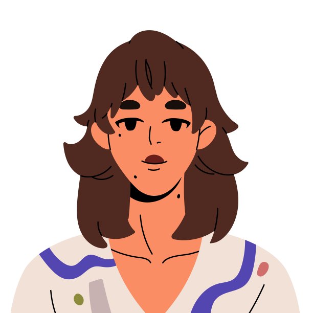 拥有现代发型的年轻女性的化身。脸部和脸颊上有痣的女性肖像。快乐少年的用户简介。可爱的青少年。平面隔离矢量插图上的白色背景图片下载