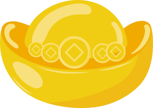 中国新年节日金元宝插图图形元素艺术卡图片下载