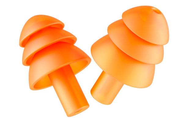 橙色睡眠软硅胶耳塞可重复使用，3D渲染图片下载